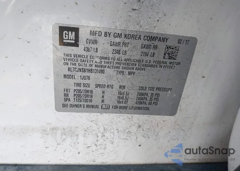 2017 Chevrolet Trax Ls из США, поврежденный, VIN KL7CJNSB1HB131490